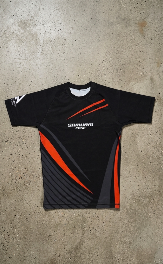 Premium Black/Red Rash Guard - Samurai Edge