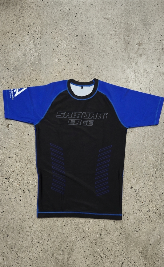 Premium Blue Ranked Rash Guard - Samurai Edge
