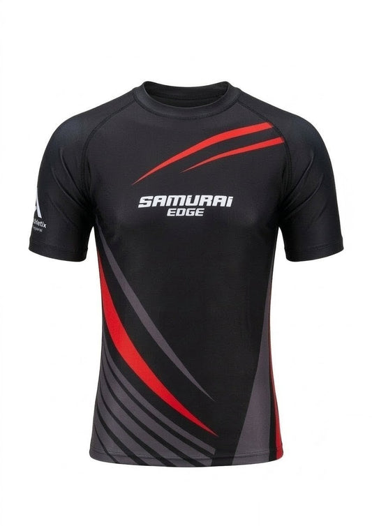 Premium Black/Red Rash Guard - Samurai Edge