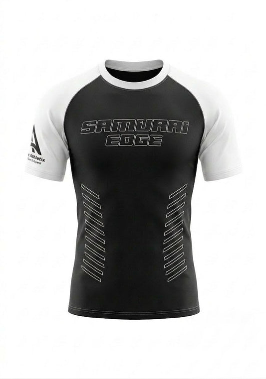 Premium White Ranked Rash Guard - Samurai Edge
