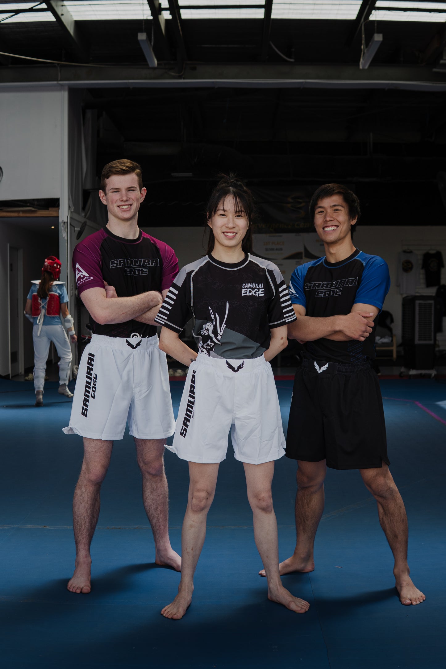 Premium Blue Ranked Rash Guard - Samurai Edge