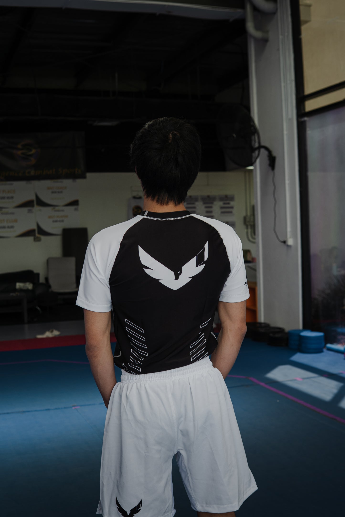 Premium White/Black Ranked Rash Guard - Samurai Edge