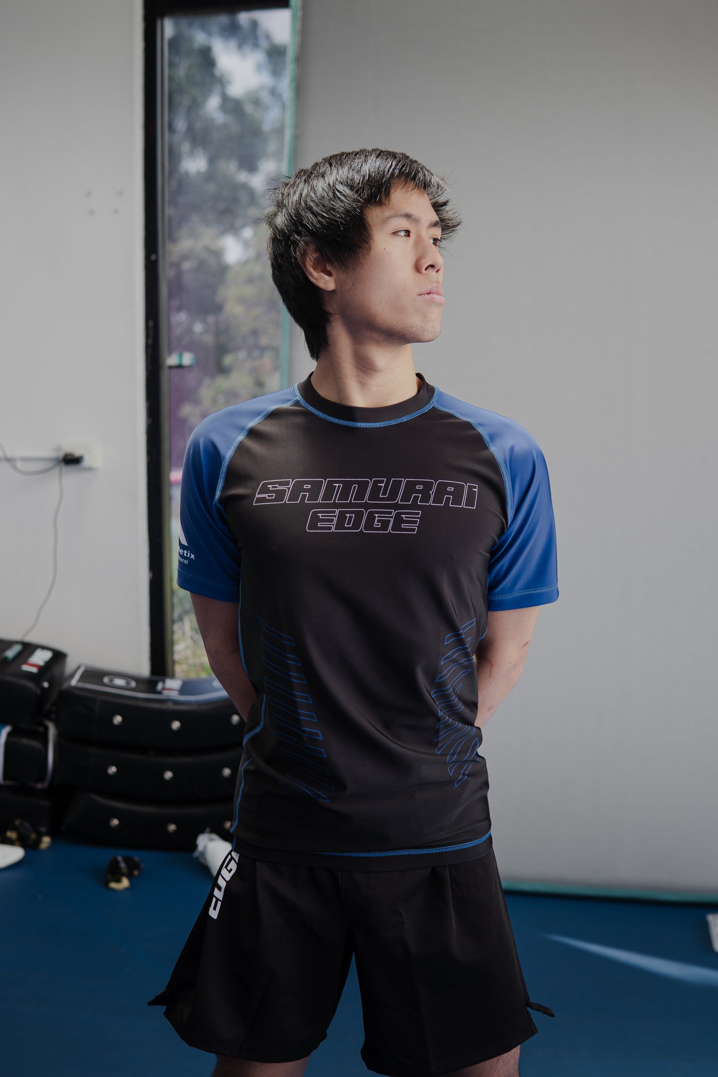 Premium Blue Ranked Rash Guard - Samurai Edge