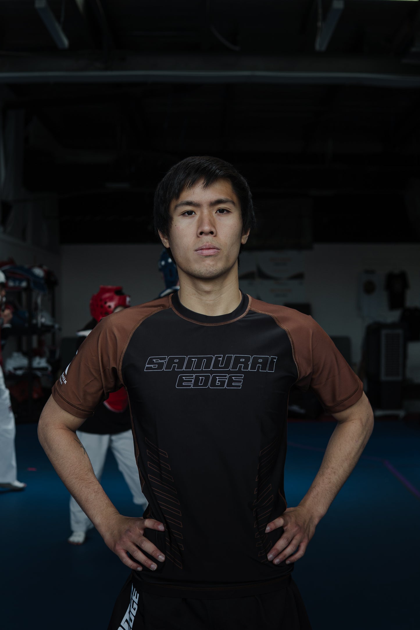 Premium Brown Ranked Rash Guard - Samurai Edge