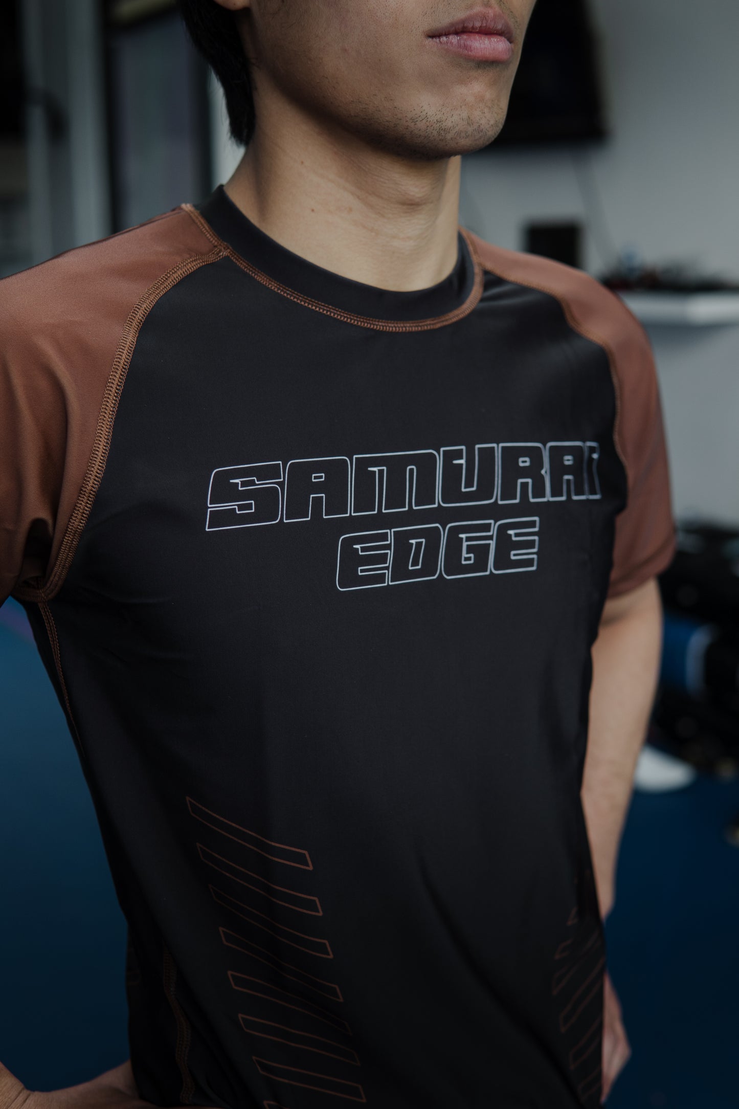 Premium Brown Ranked Rash Guard - Samurai Edge
