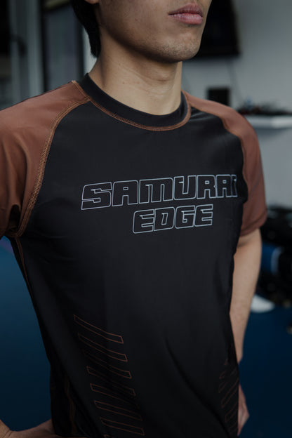 Premium Brown Ranked Rash Guard - Samurai Edge