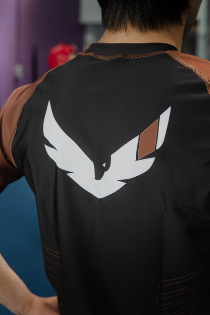 Premium Brown Ranked Rash Guard - Samurai Edge