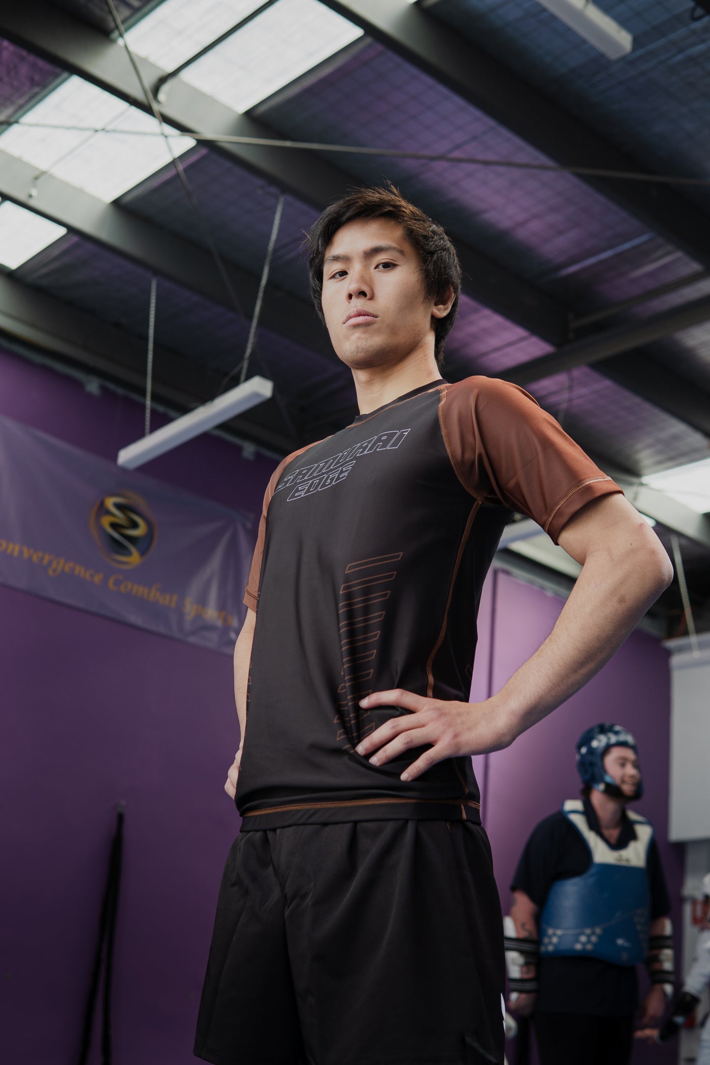 Premium Brown Ranked Rash Guard - Samurai Edge