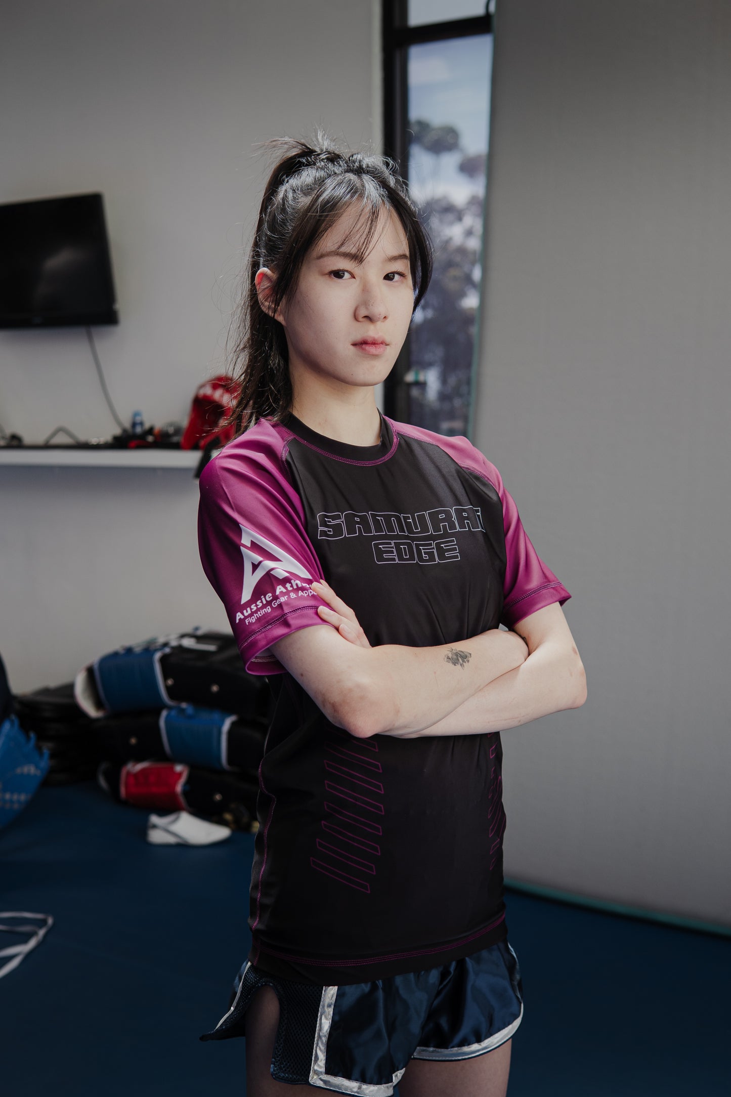 Premium Purple Ranked Rash Guard - Samurai Edge