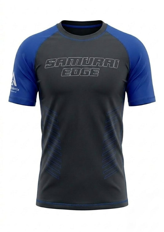 Premium Blue Ranked Rash Guard - Samurai Edge