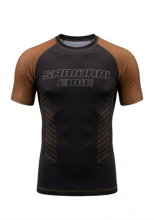 Premium Brown Ranked Rash Guard - Samurai Edge